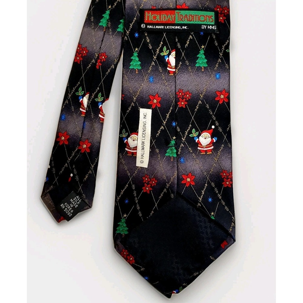 Silk Christmas Tie Hallmark Licensed Santa Merry Christmas Ho Ho‎ Ho 58 Inches - Picture 4 of 8